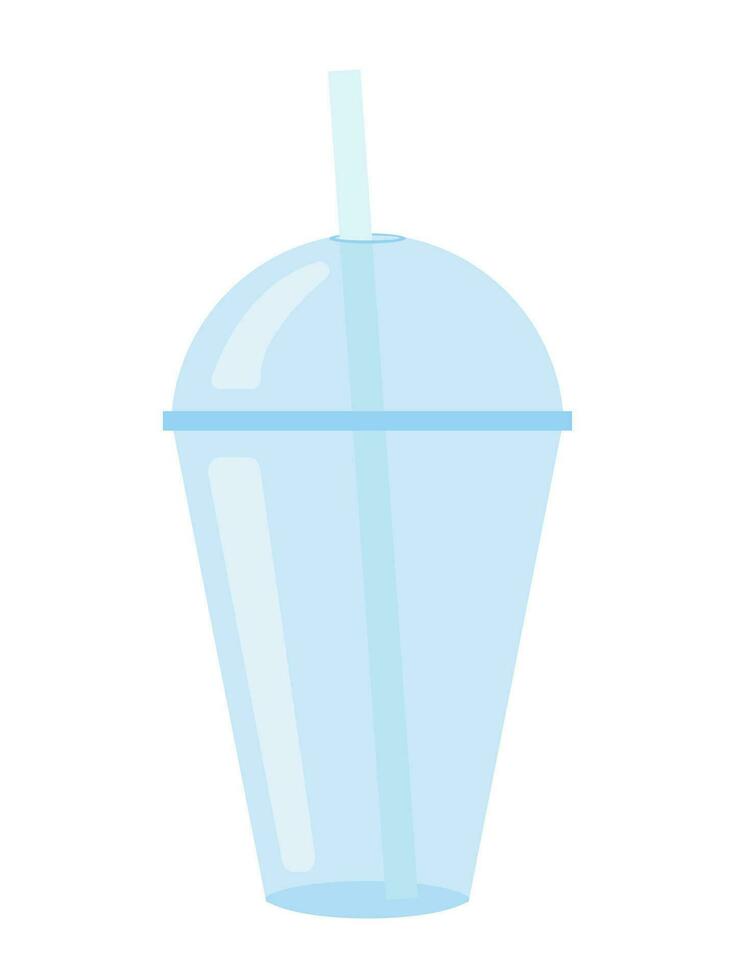 vector el plastico vaso con Paja plano ilustración