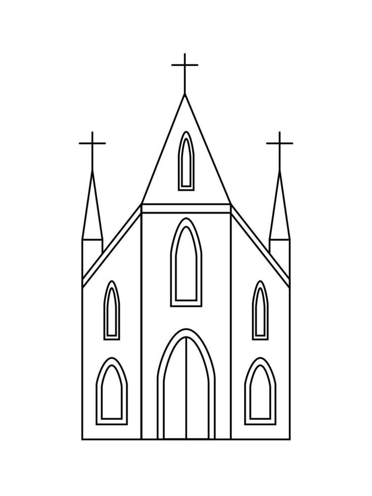 Catholic temple vector line icon