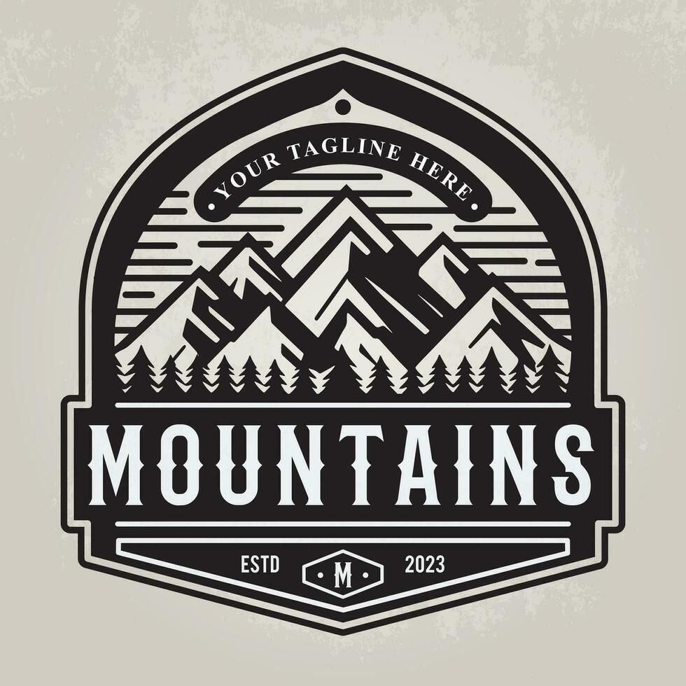 mountains logo badge vintage style vector