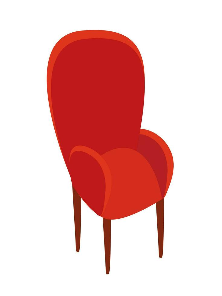 Armchair flat illustration. Vector red armchair illustration.