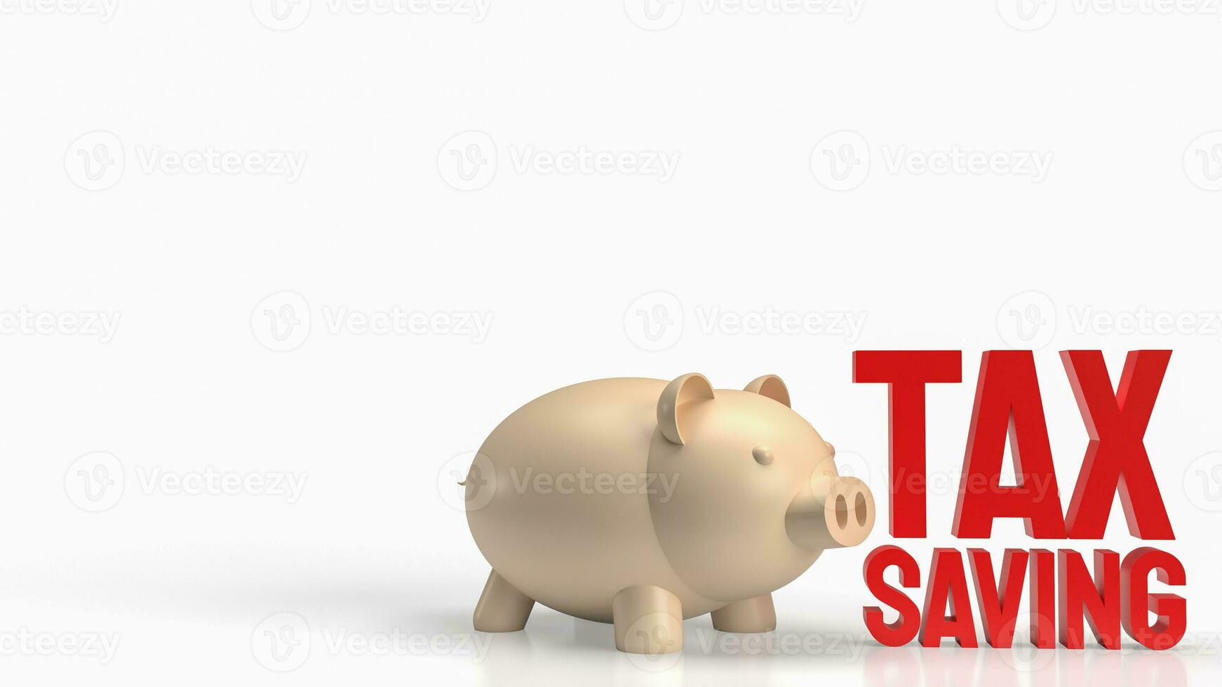 The piggy bank and text for tax saving concept 3d rendering. photo