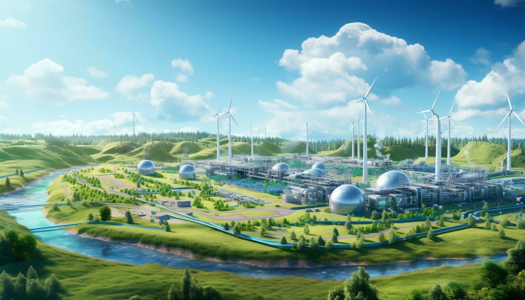 AI generated Green Hydrogen renewable energy production photo