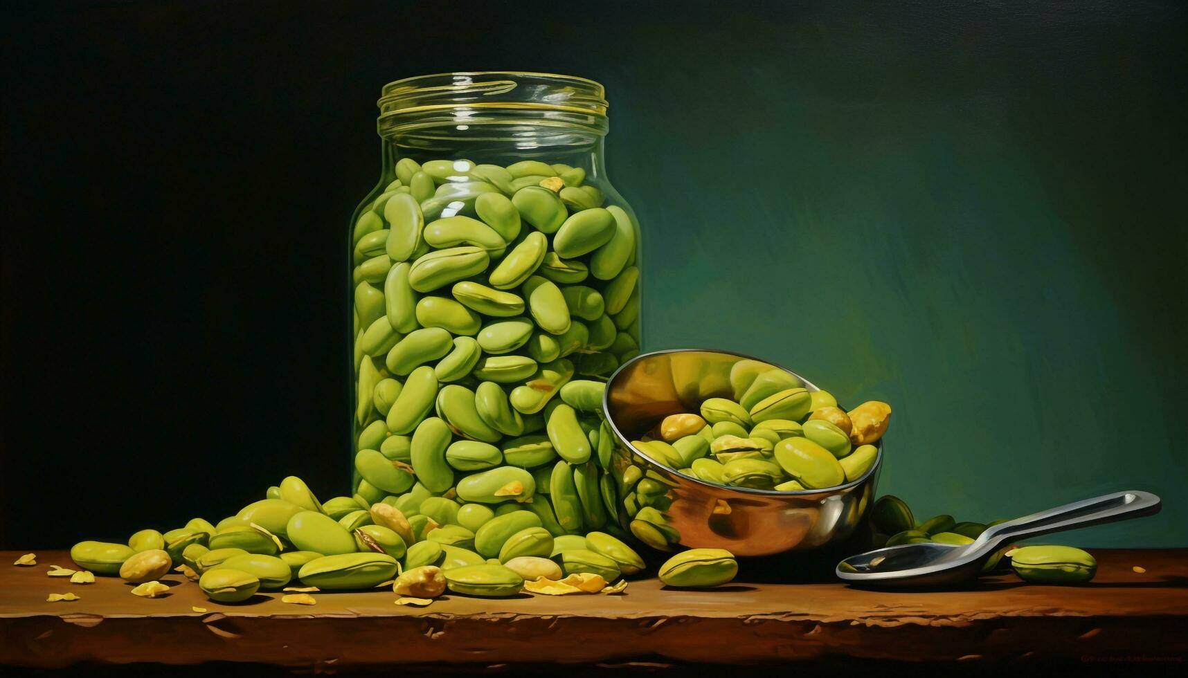 AI generated green peanut beans nuts photo