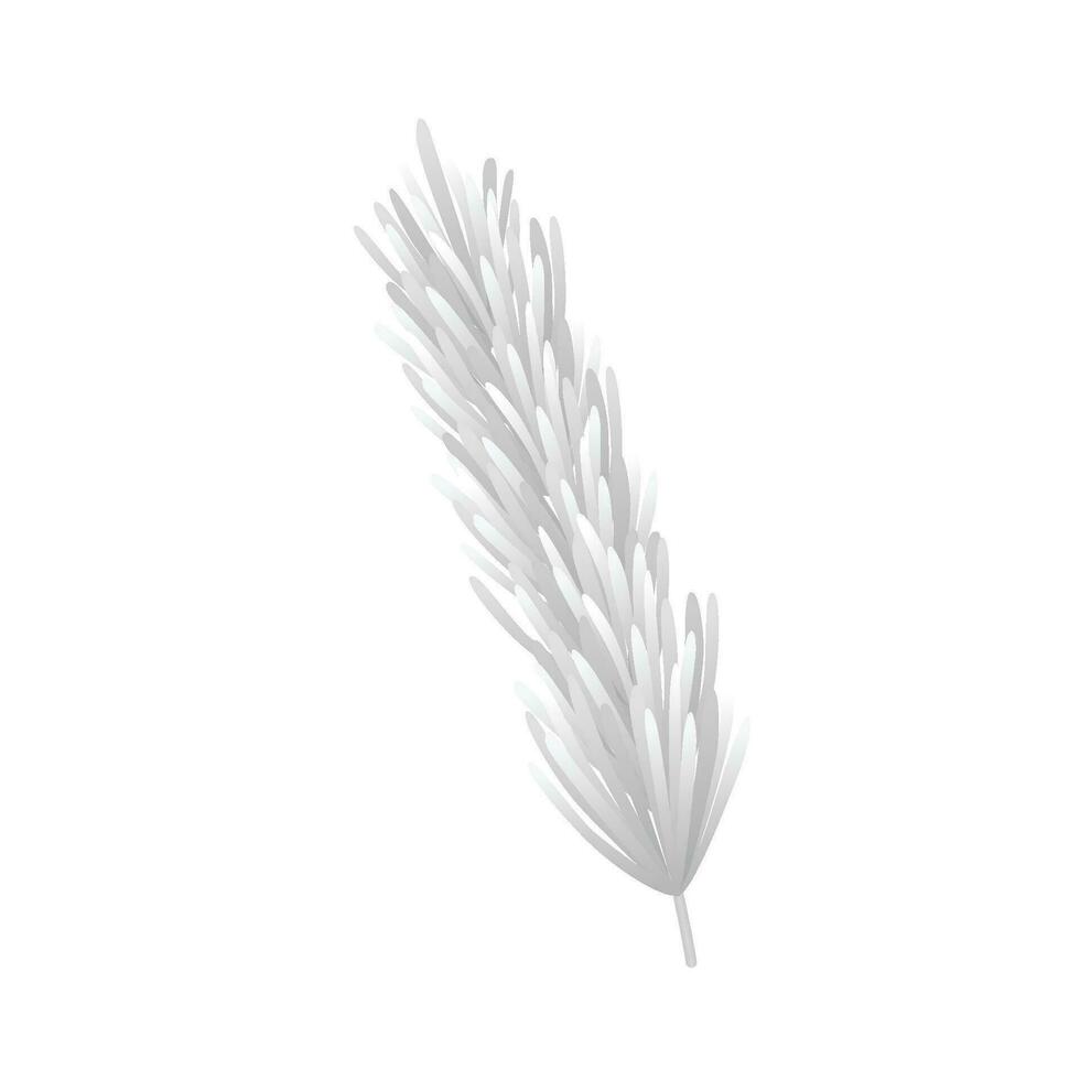 Vector pine tree branch fir twigs with white needles on white