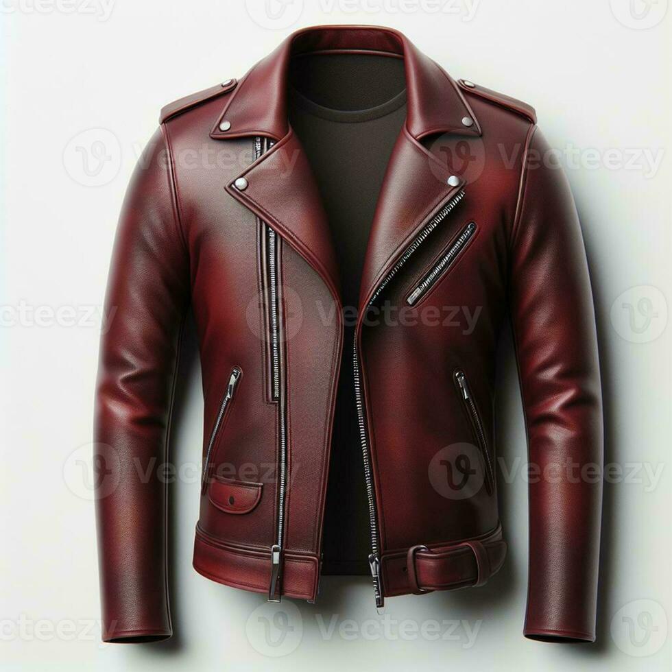 AI generated red leather jacket mockup created by AI photo