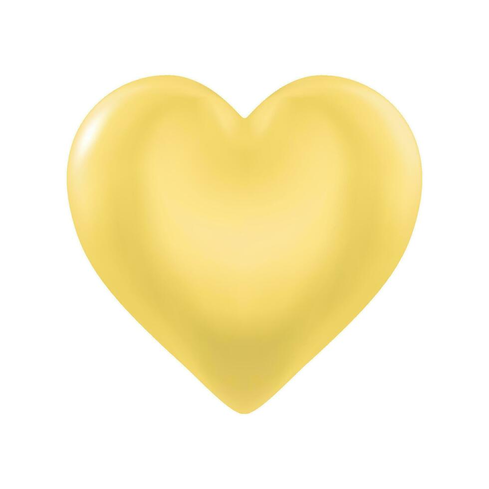 vector brillante amarillo 3d corazón en blanco antecedentes. contento San Valentín día saludo modelo