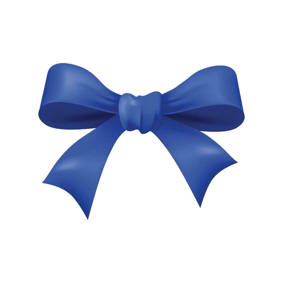Vector realistic blue gift bow isolated on white background