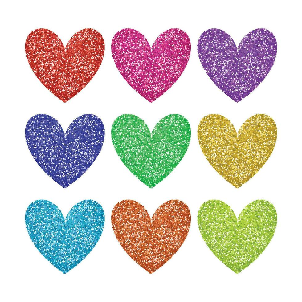 Vector pile of glitter in colorful with heart shape