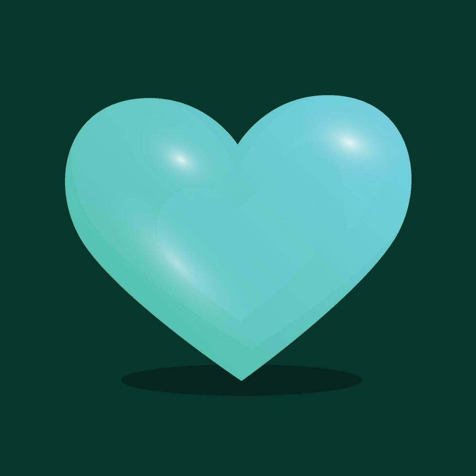 Vector glossy turquoise heart on dark background