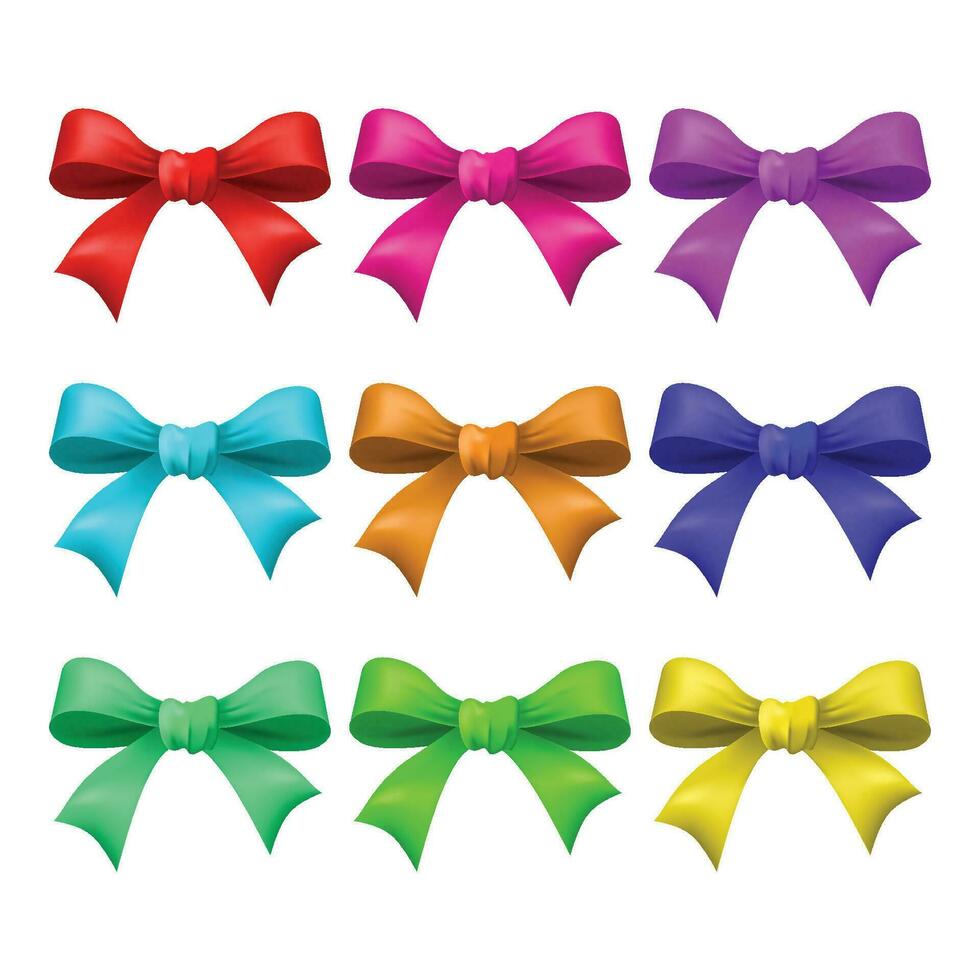 Vector realistic colorful gift bow isolated on white background