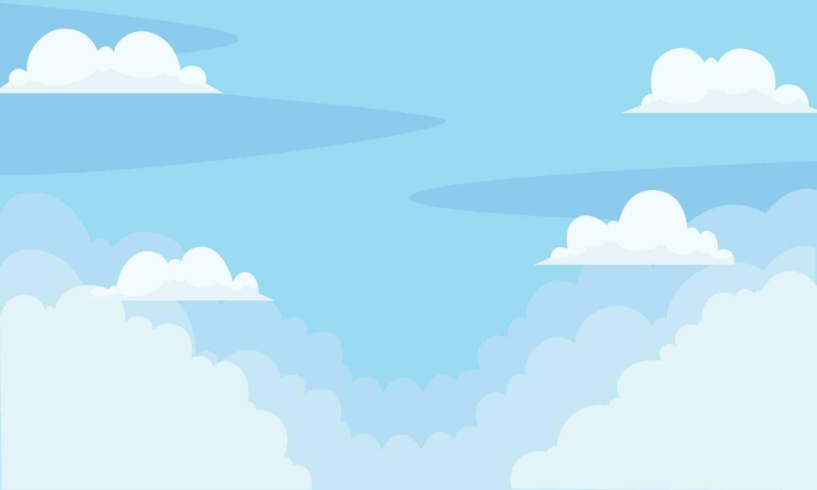 Vector blue color sky background with clouds design