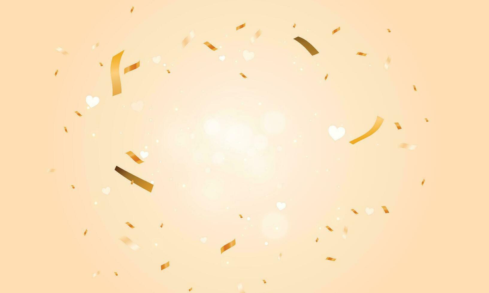 Vector luxury background with yellow confetti and hearts