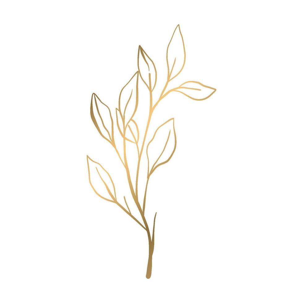 Vector hand drawn golden leaves ornament