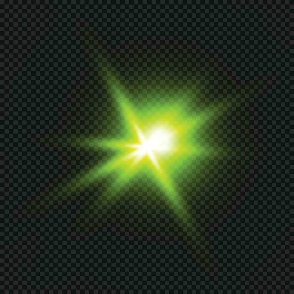 Vector green lens flare transparent isolated