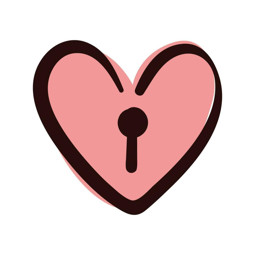 Vector heart lock valentines day on white