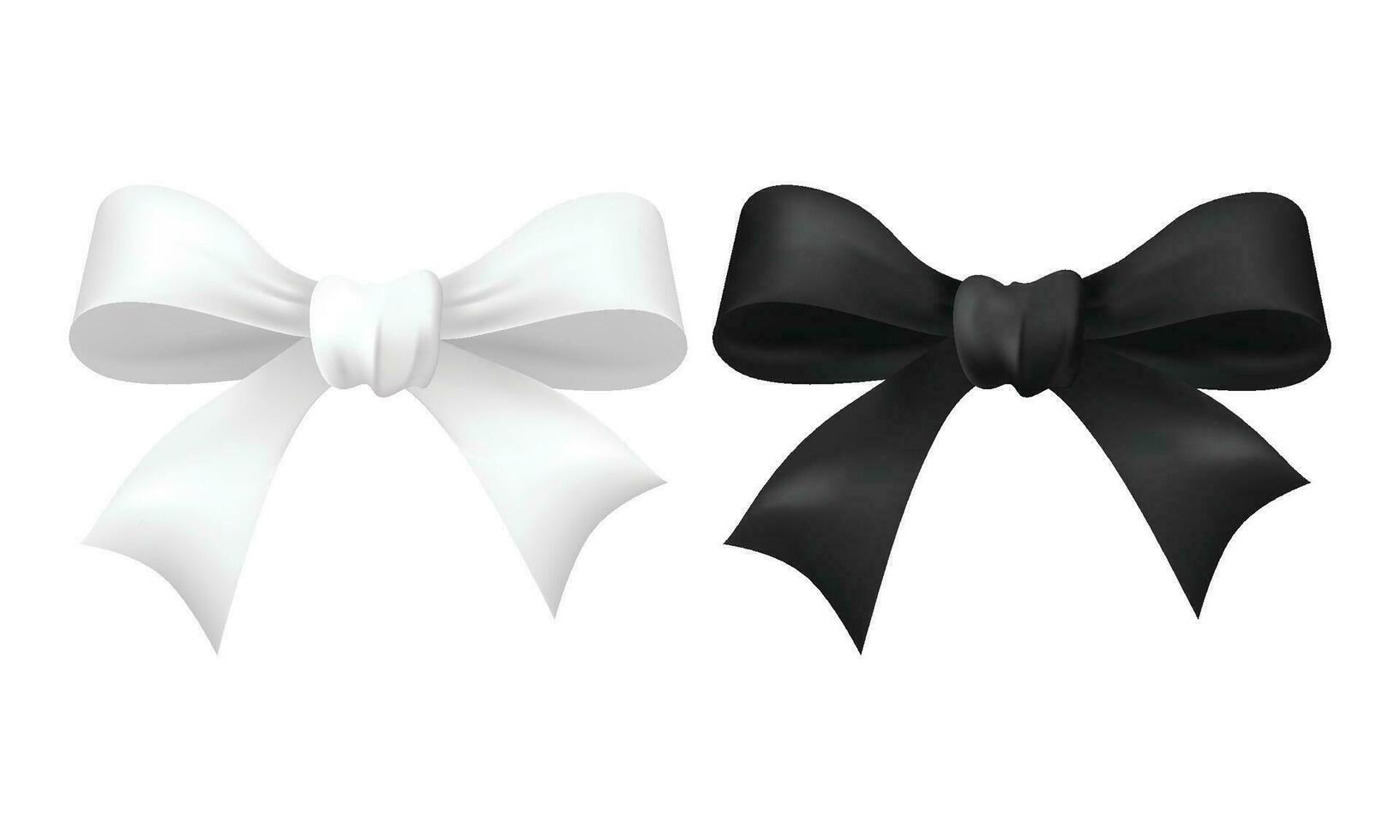 Vector realistic black and white gift bow isolated on white background