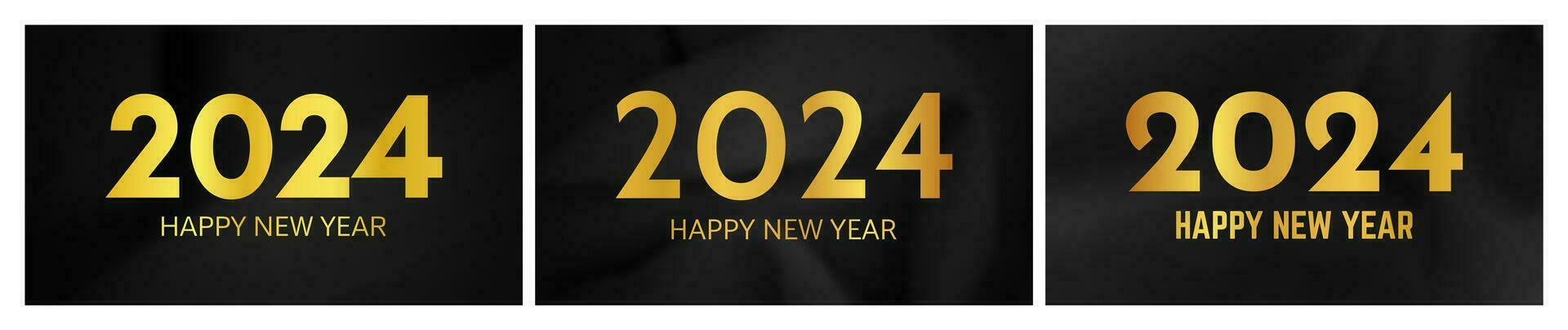 2024 Happy New Year on dark silk background vector