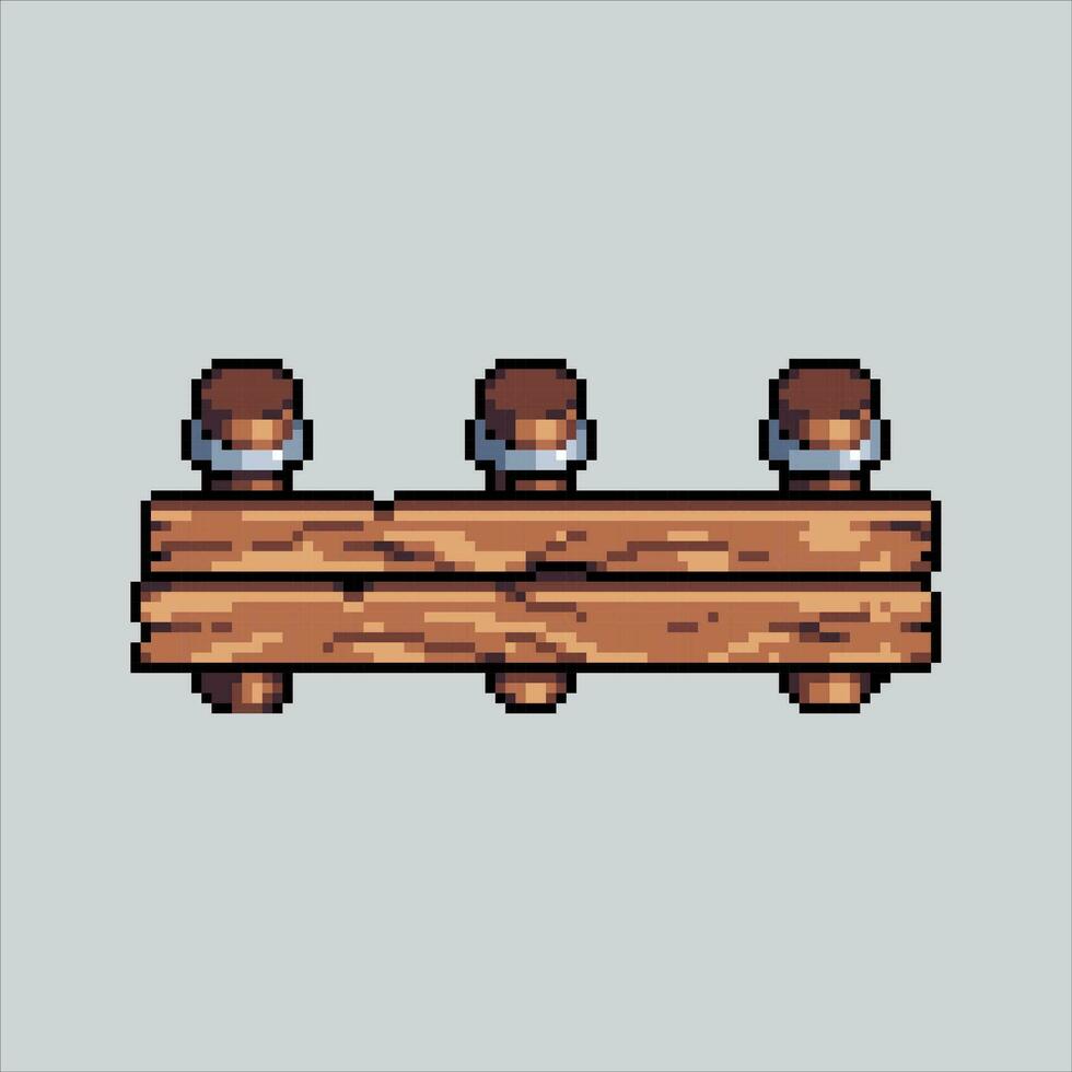 píxel Arte ilustración de madera cerca. pixelado de madera cerca. granja de madera cerca pixelado para el píxel Arte juego y icono para sitio web y vídeo juego. antiguo colegio retro vector