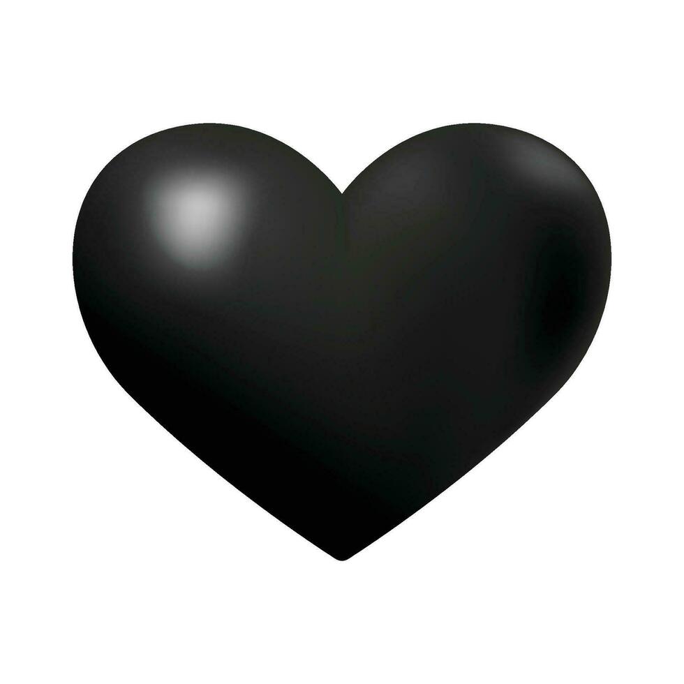 Vector shiny black heart illustration on white