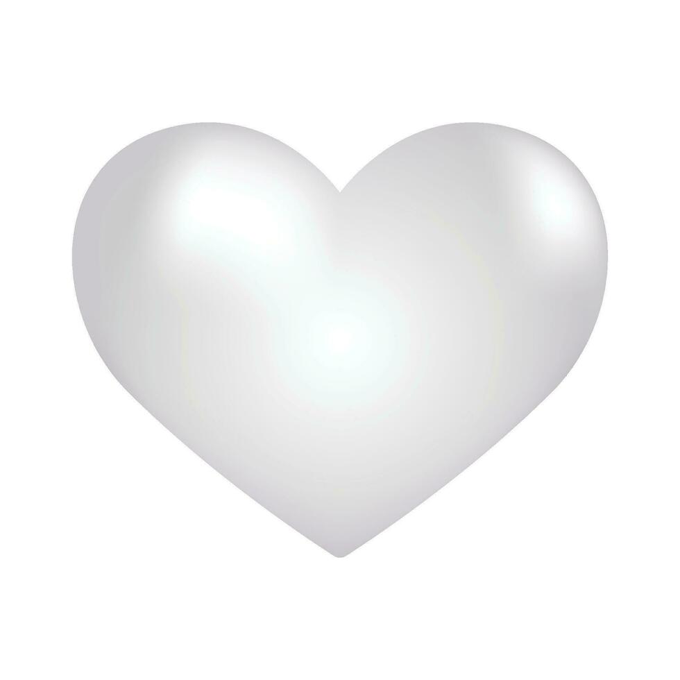 Vector shiny silver heart illustration on white background