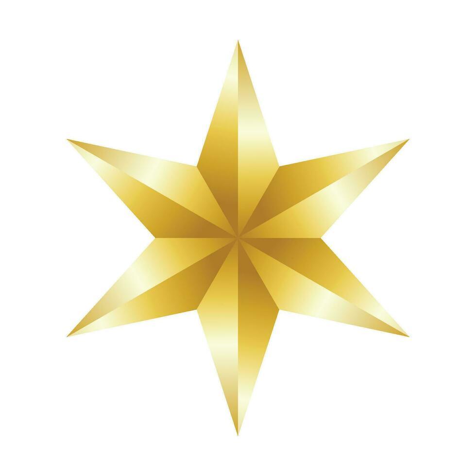 Vector decorative golden star on white background