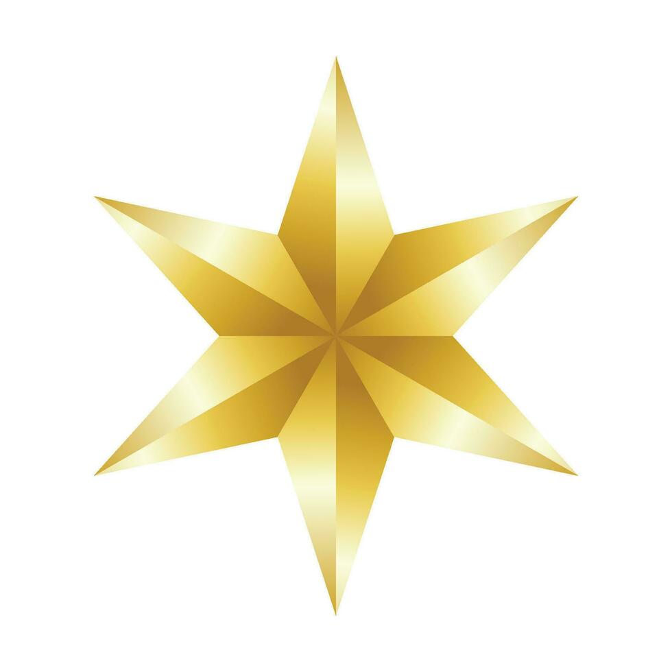 Vector decorative golden star on white background