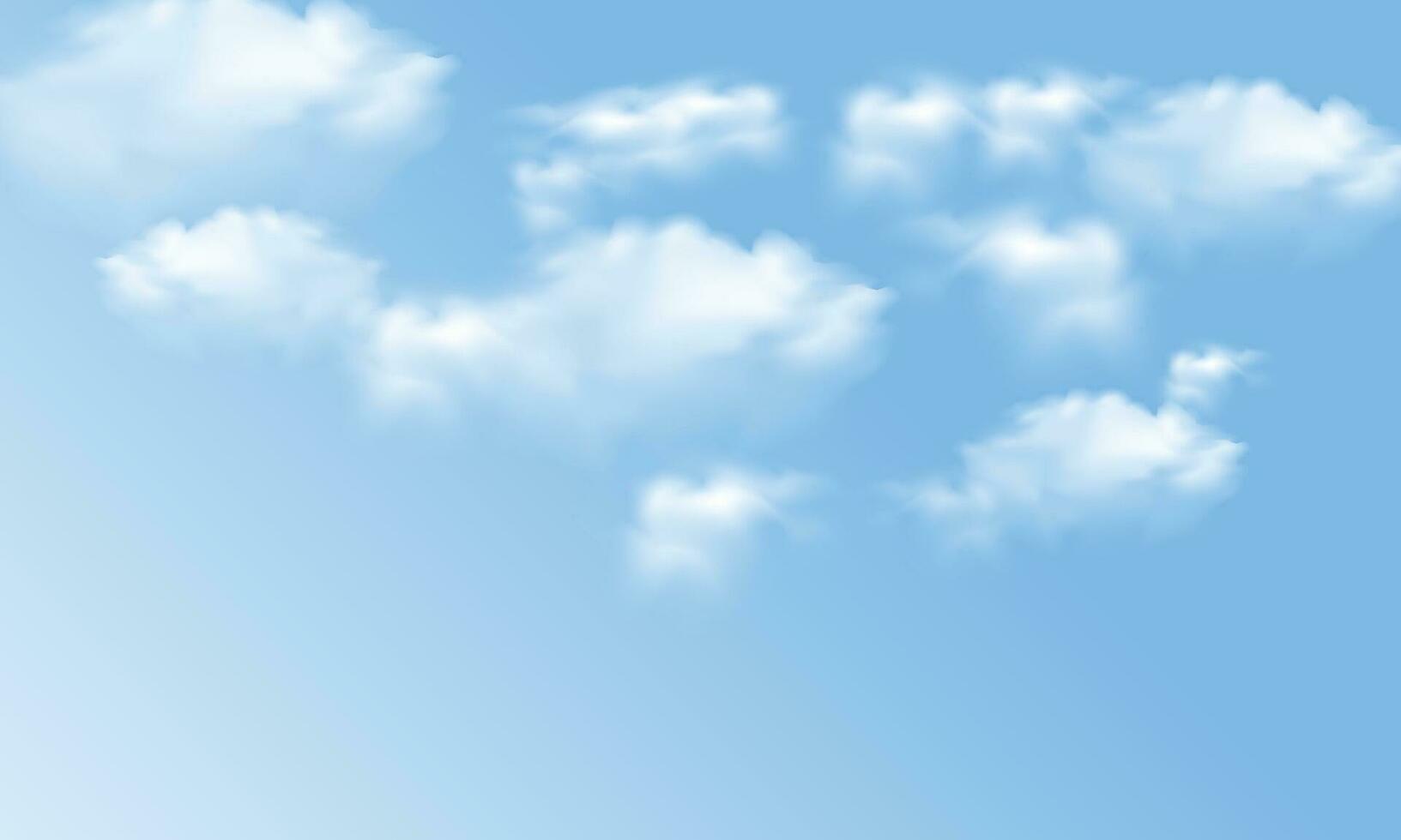 Vector blue sky with white clouds, sky nature landscape wall
