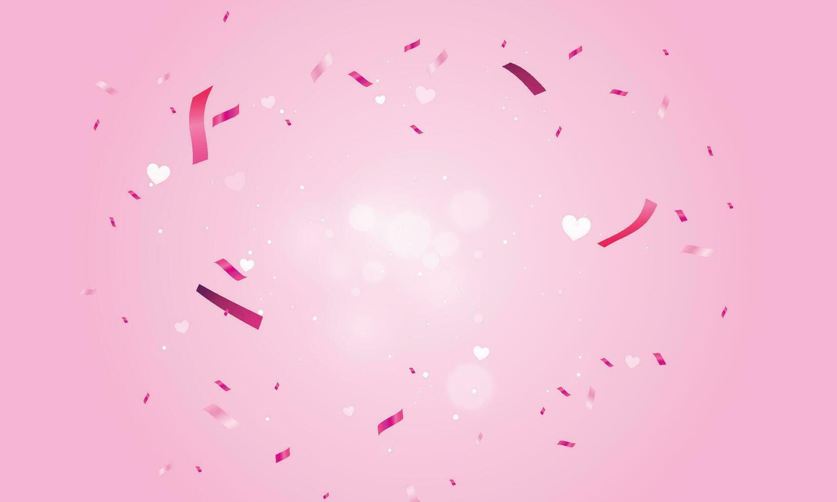 Vector luxury background with pink confetti and hearts design