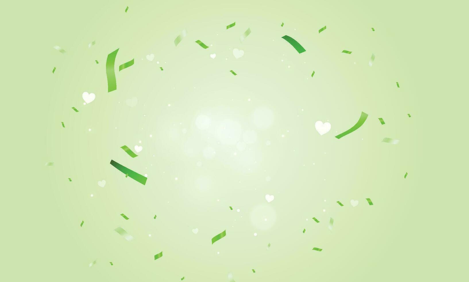 Vector luxury background with green confetti and hearts