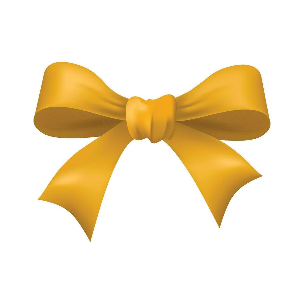 Vector realistic yellow gift bow isolated on white background