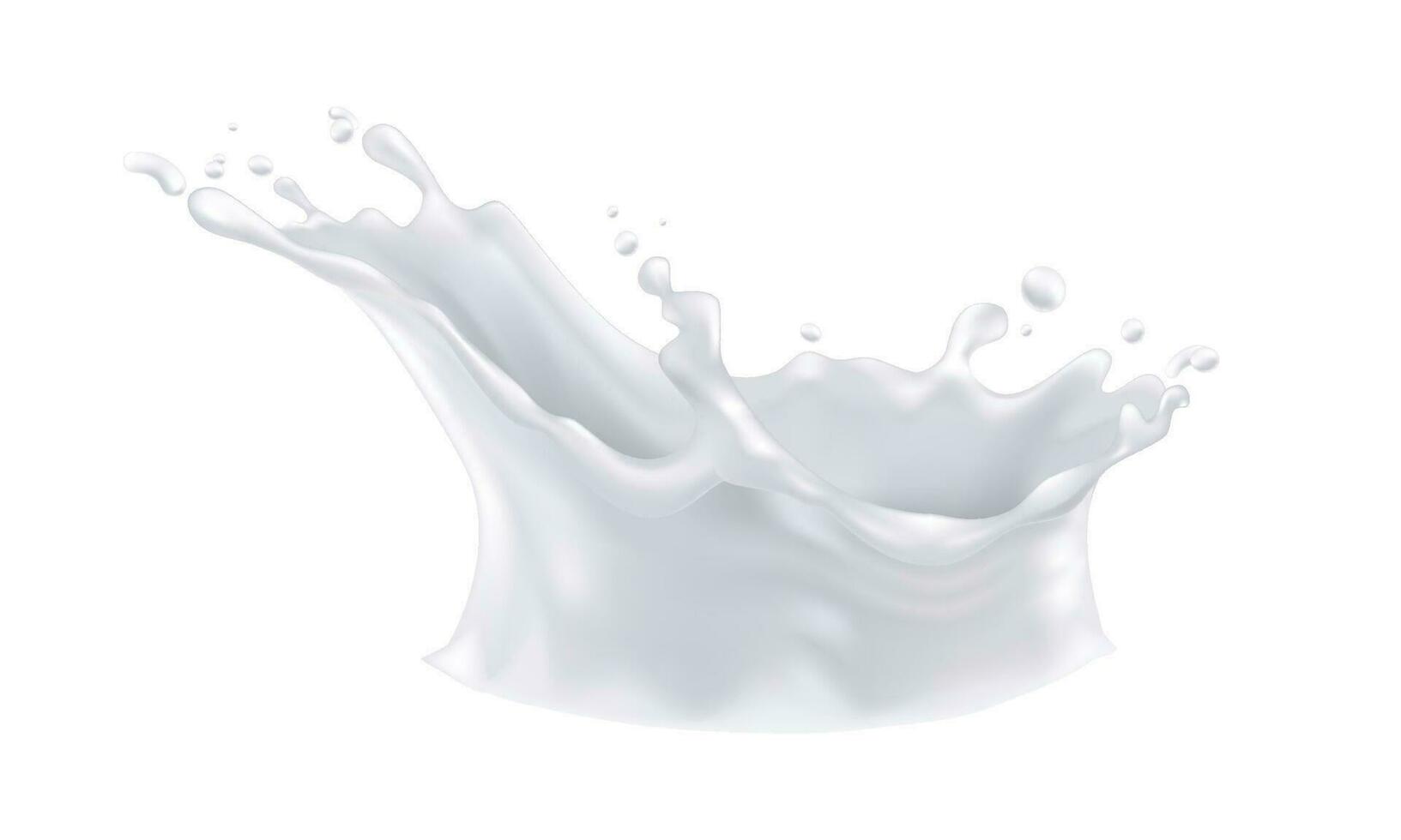 Vector realistic milk splash on white background