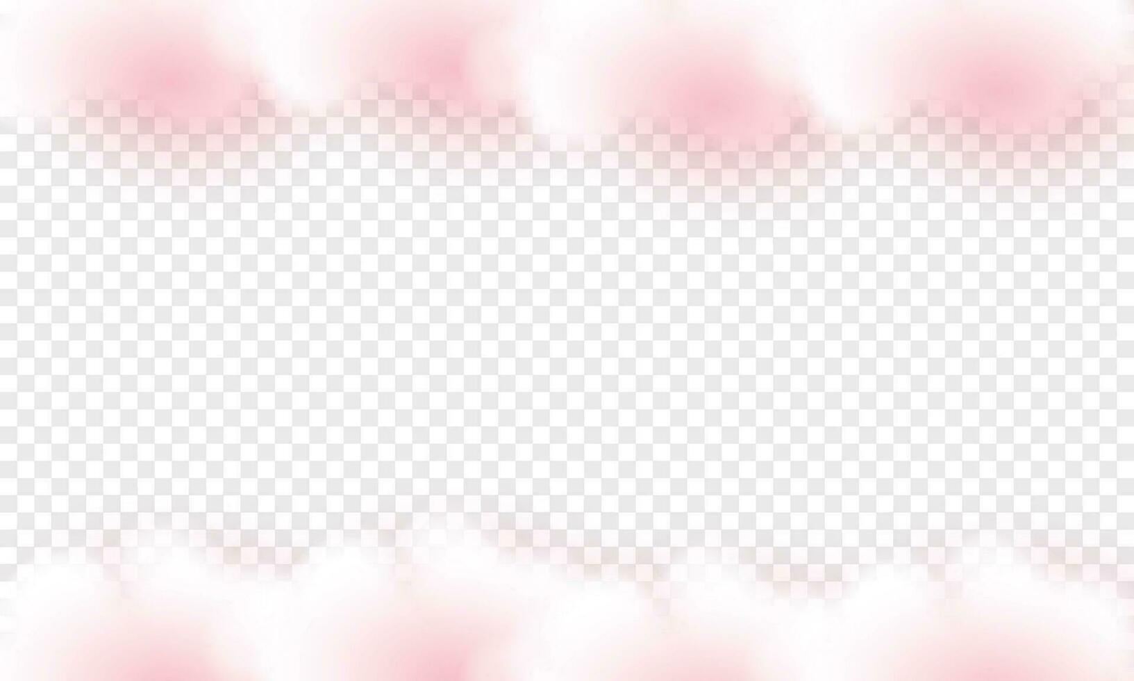 Vector realistic pink fluffy clouds set isolated on transparent