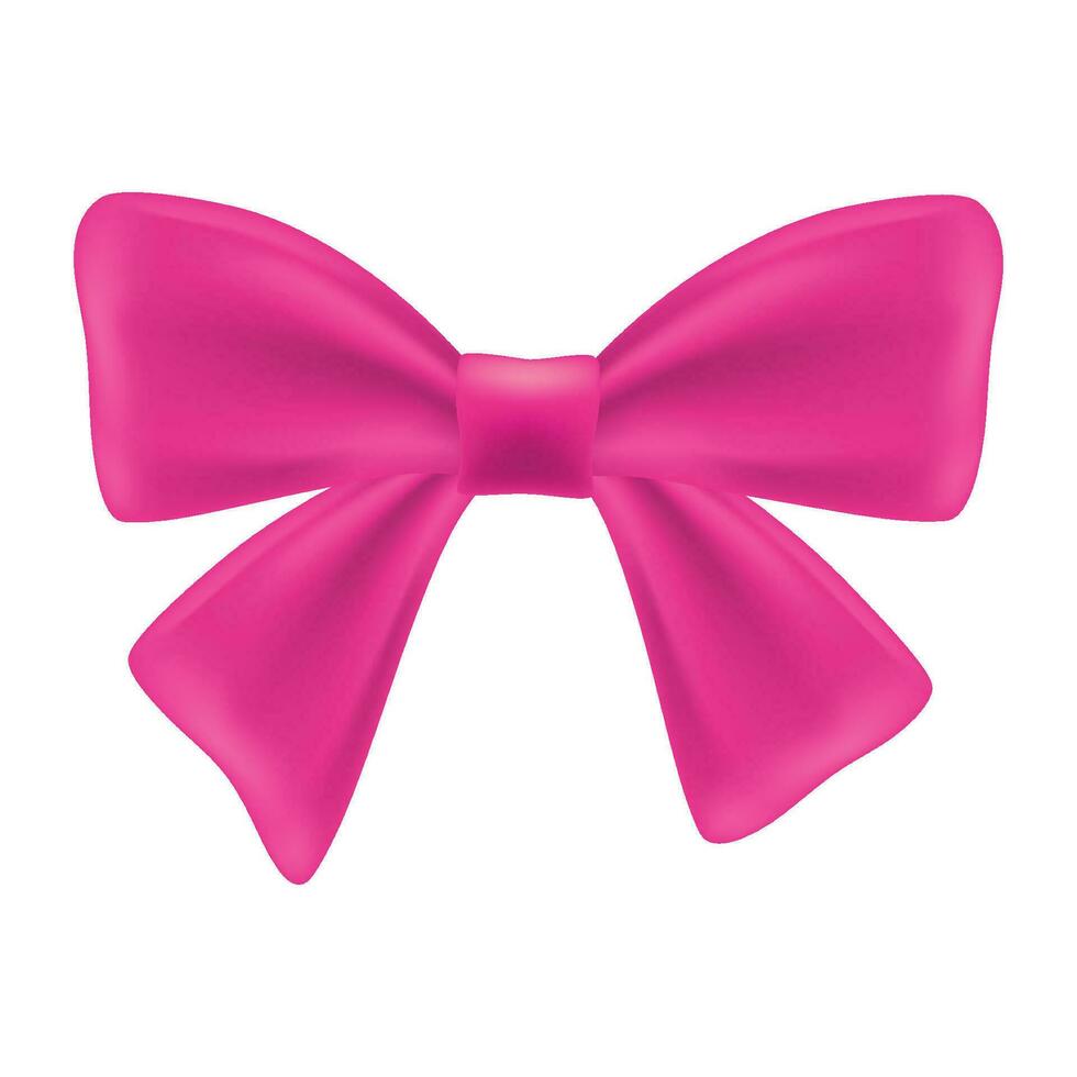 Vector gift bows silk pink ribbon with decorative bow. realistic luxury festive satin tape for decor