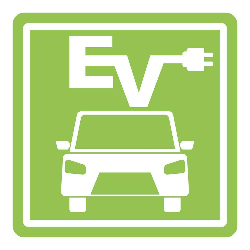 firmar, logo, eléctrico coche estacionamiento estación para cargando baterias, vector ilustración