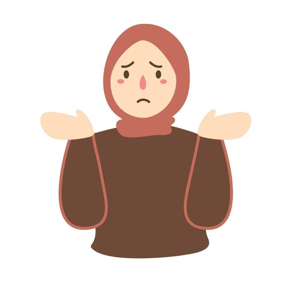 Hijab Women Confuse Expression illustration vector