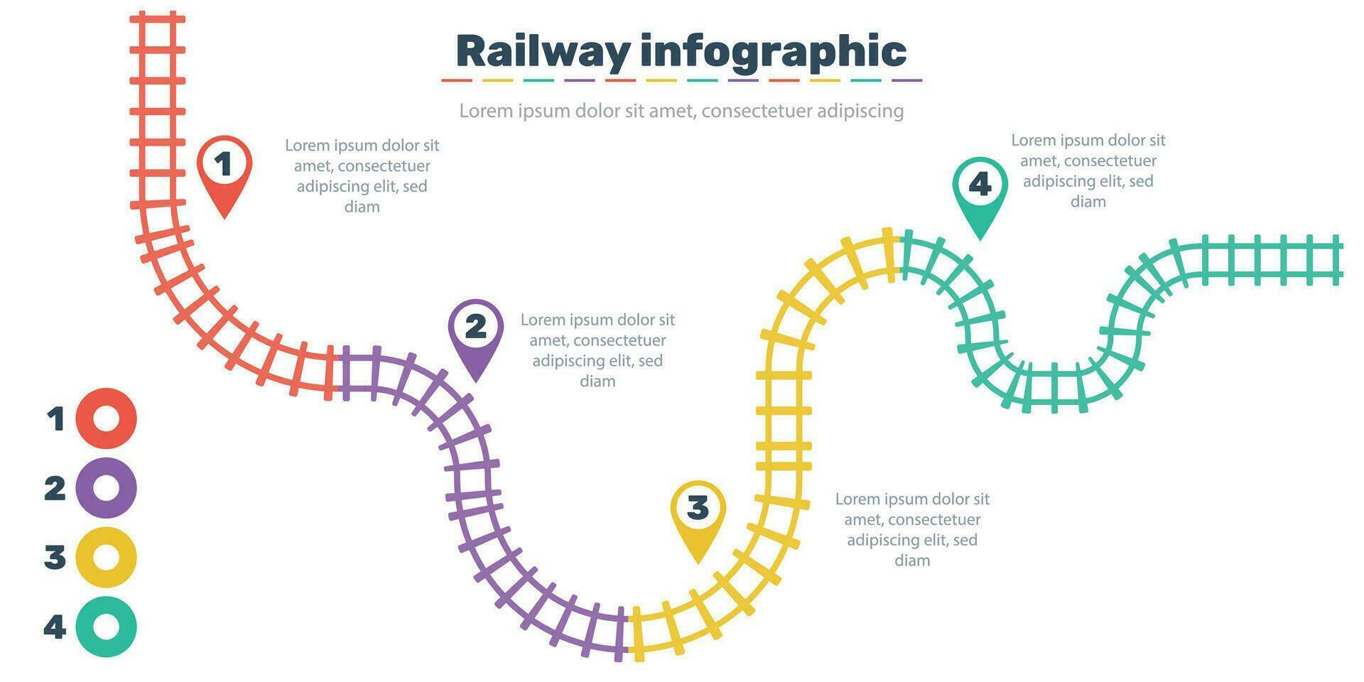 Railroad tracks, railway simple icon, rail track direction, train tracks colorful vector illustrations. Infographic elements, simple illustration.