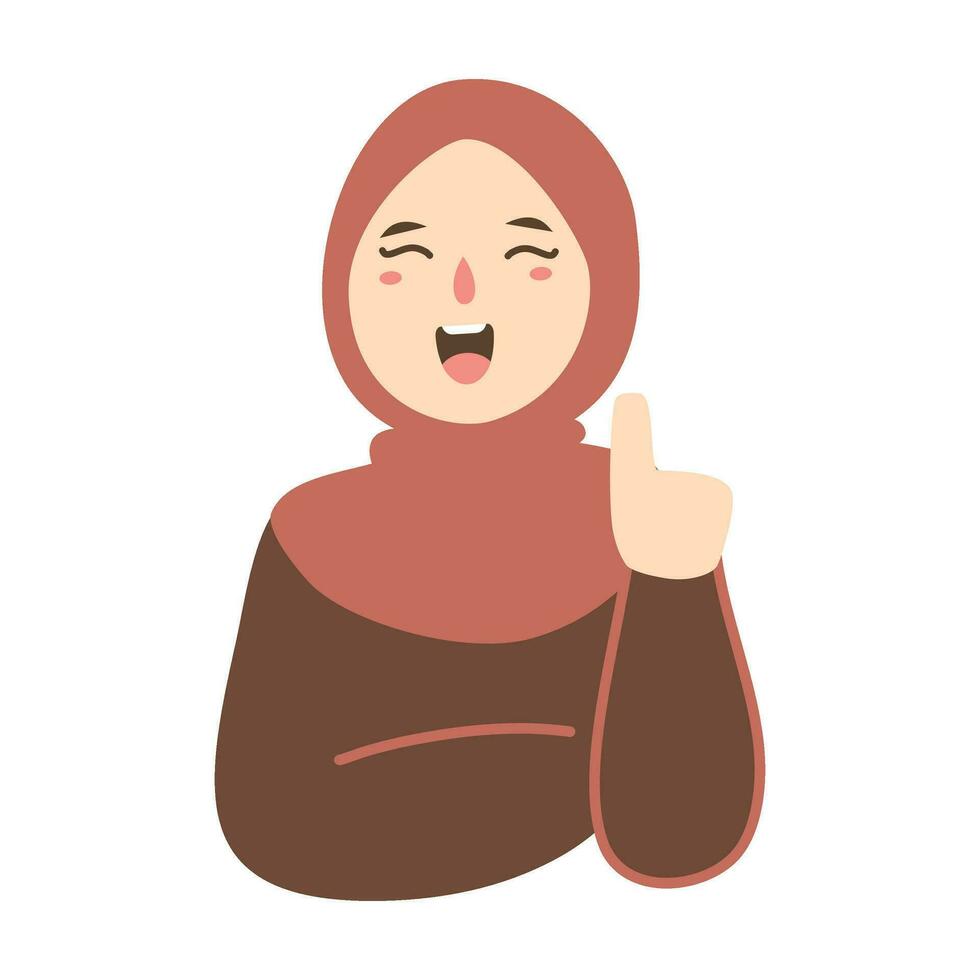 woman raises one finger up in delight vector