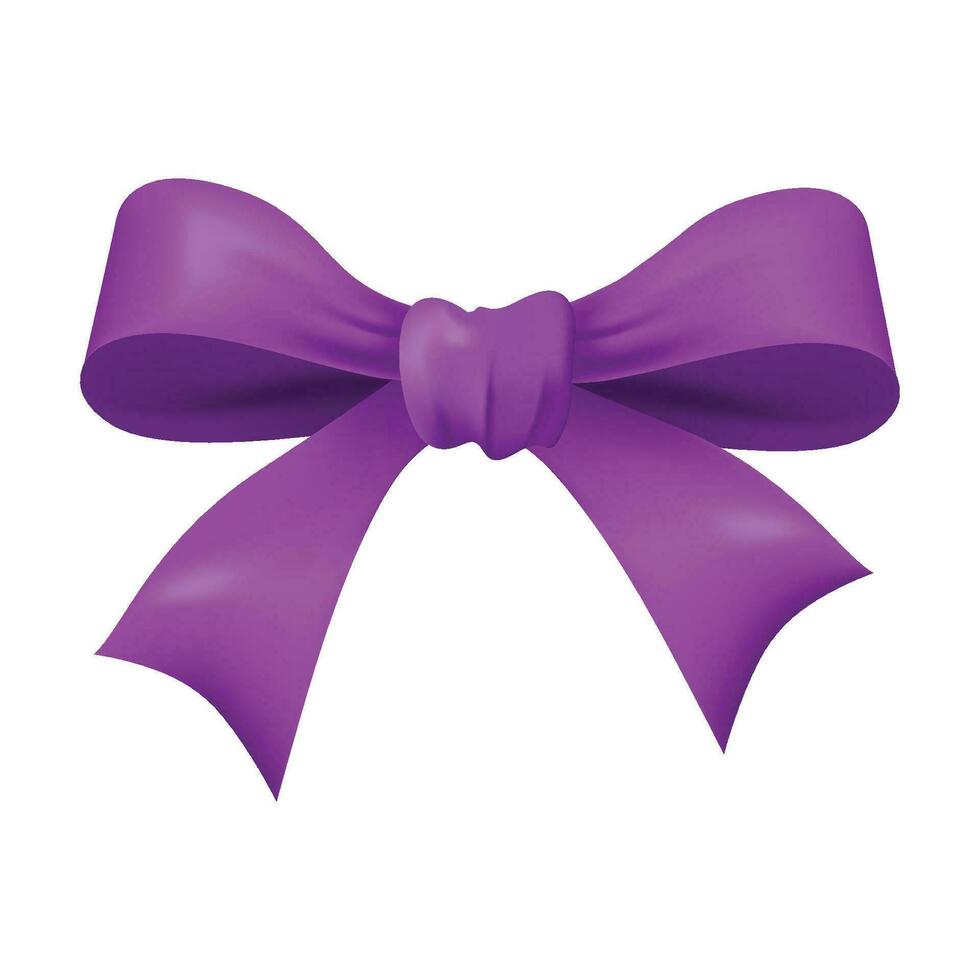 Vector realistic purple gift bow isolated on white background