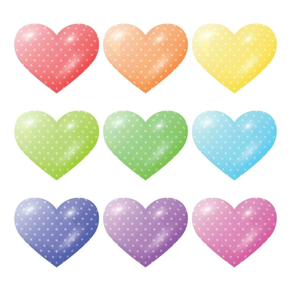 Vector icon illustration colorful heart with dot isolated on white background