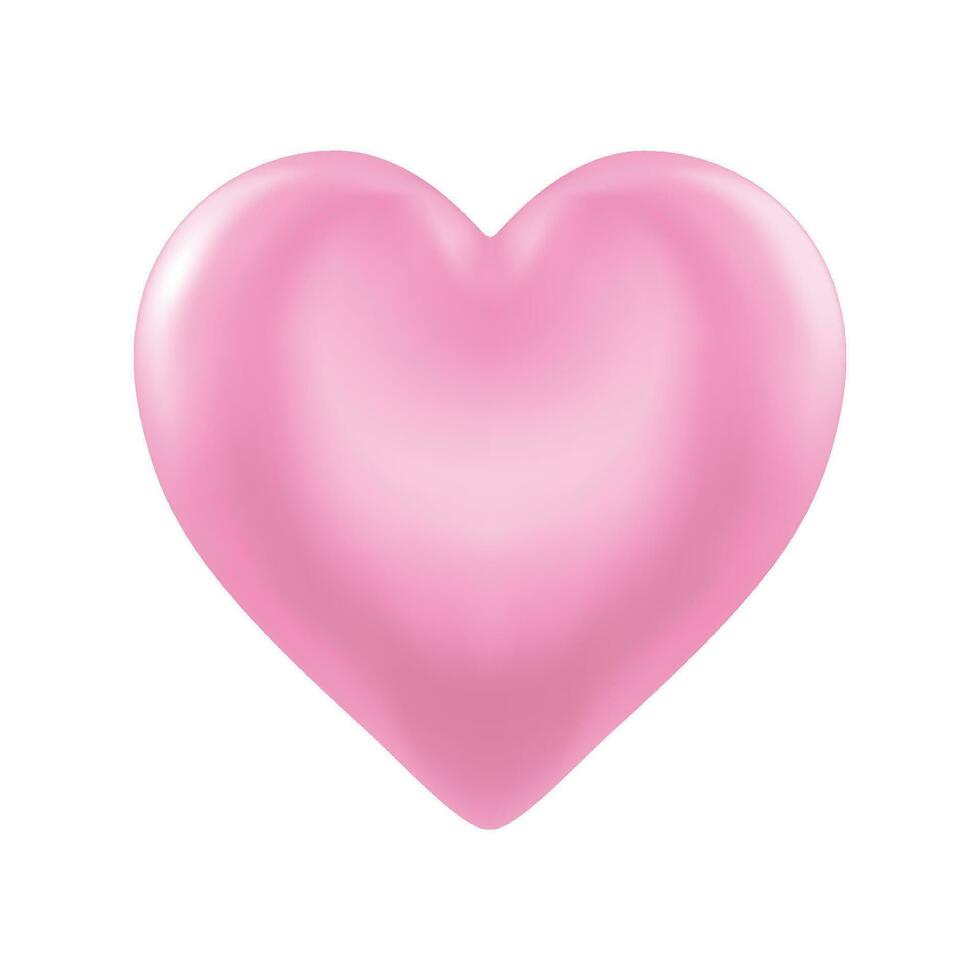 Vector shiny pink 3d heart on white background. happy valentine's day greeting template