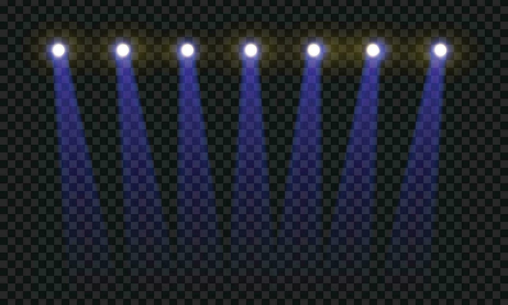 Vector spotlights light beams isolated on black background