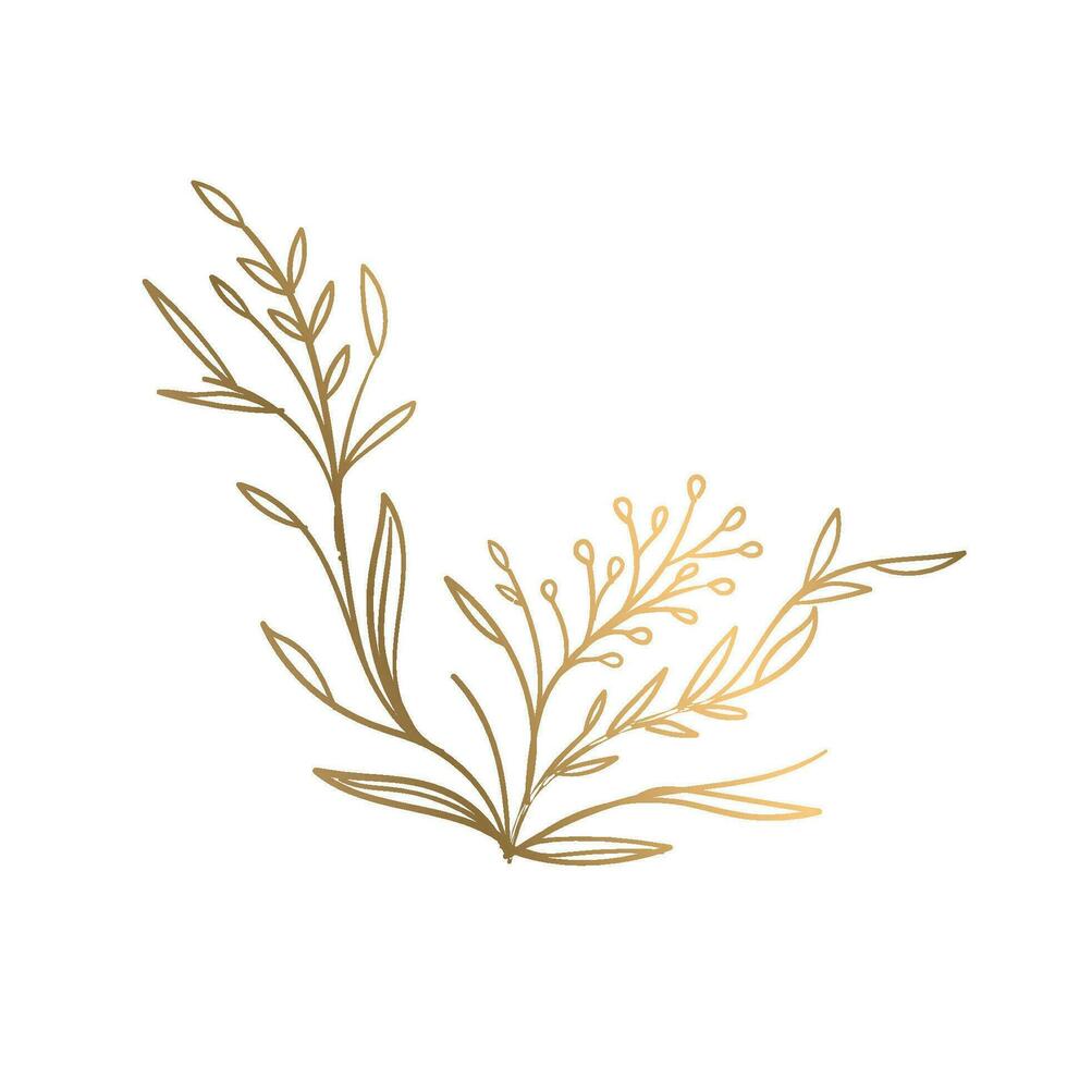 Vector hand drawn golden leave illustration