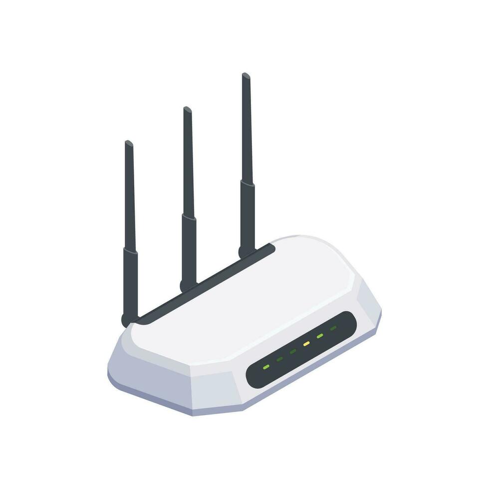 Vvector wifi router, wireless broadband modem with antennas isolated on white vector