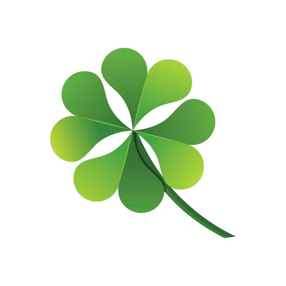 Vector green lucky clover with four leafs on white