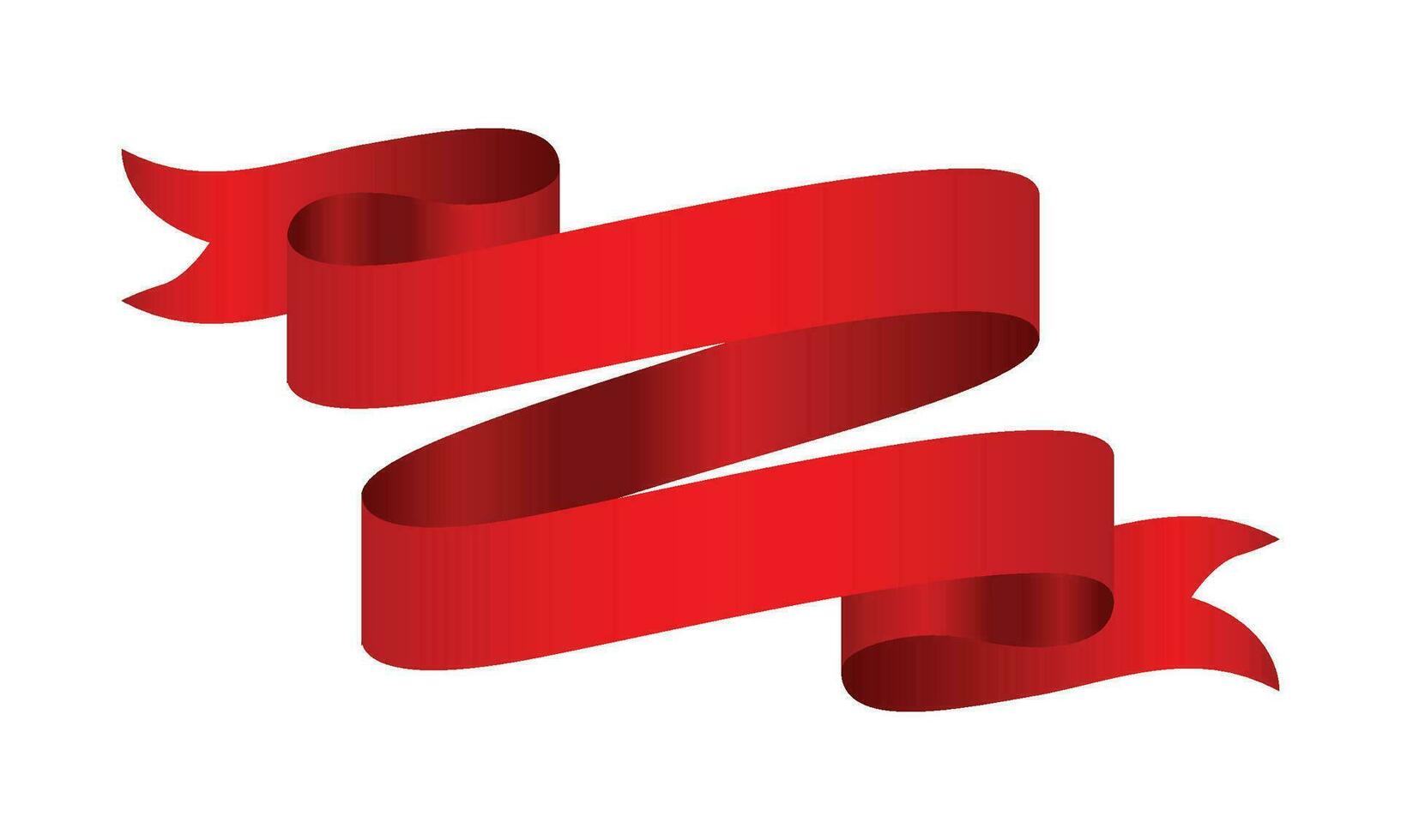 Vector red glossy ribbon banner on white