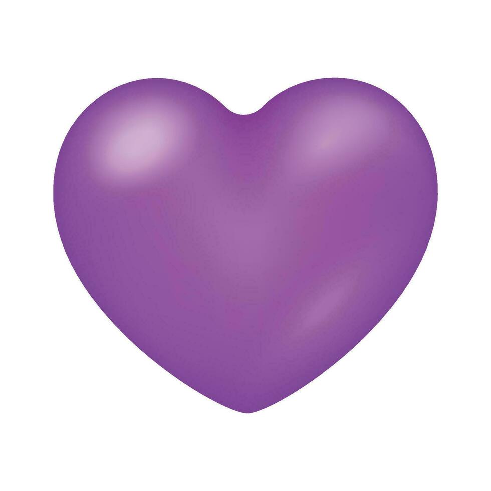 Vector purple heart love isolated on white background