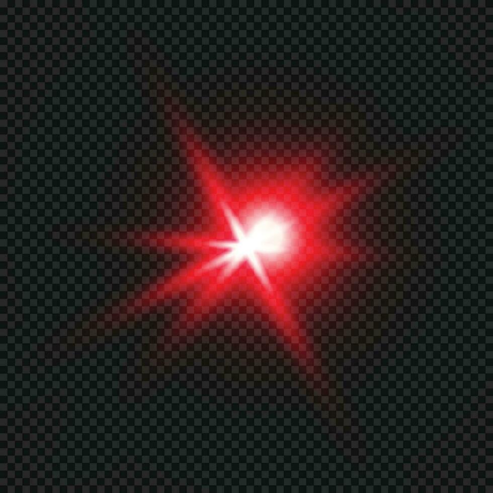 Vector red lens flare transparent isolated