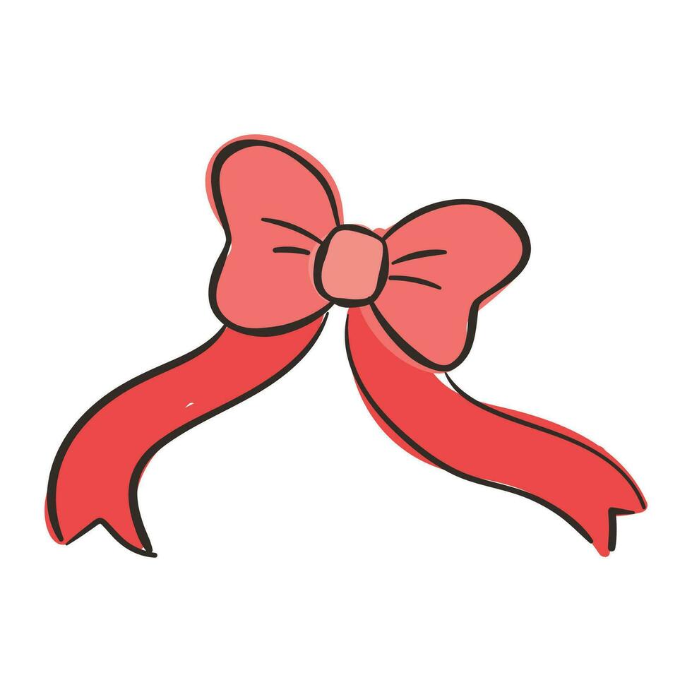 Vector red festive bow isolated illustration