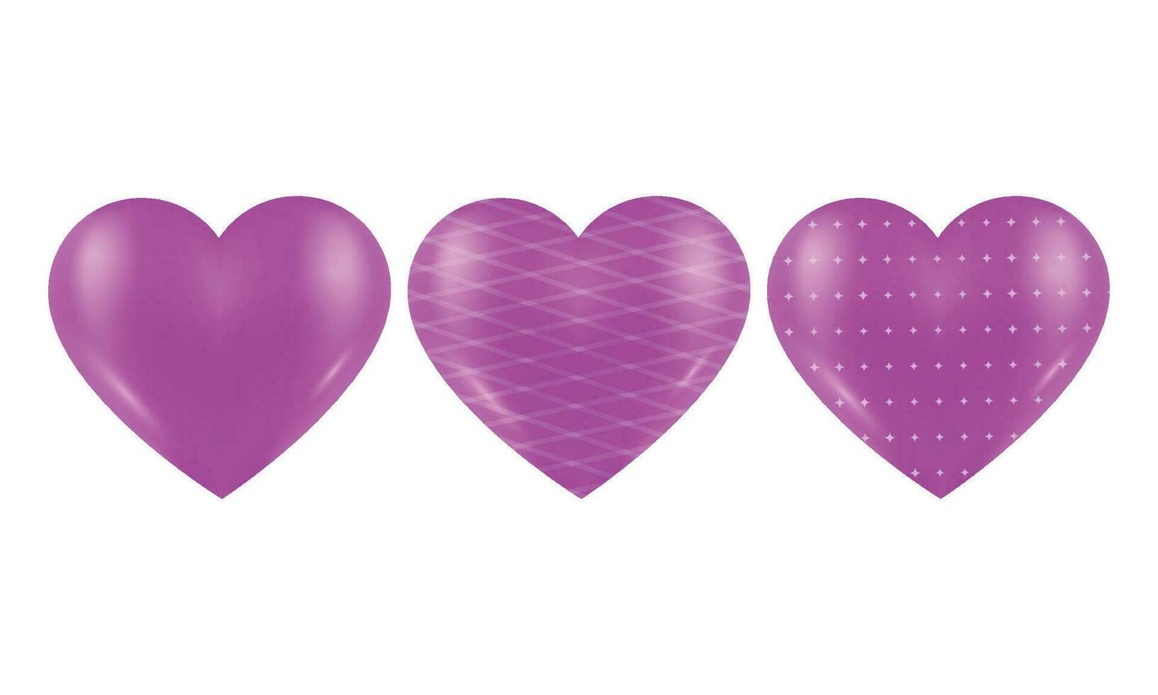 vector conjunto de 3d púrpura corazones con modelo elementos