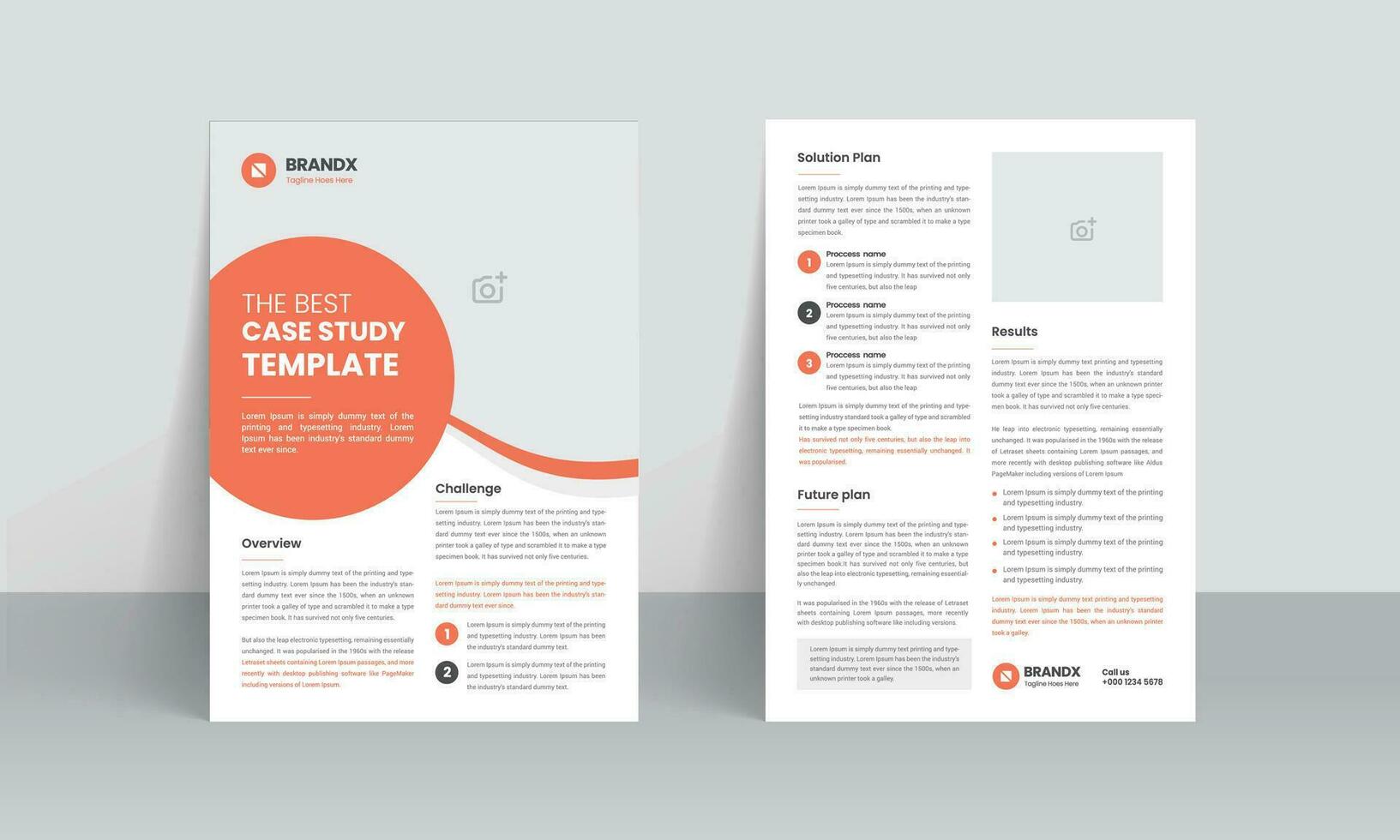 Case study template and Business case study booklet with creative layout or Double side flyer design vector